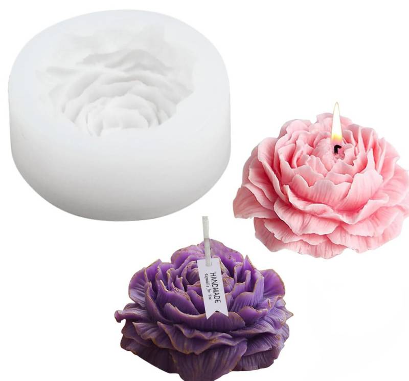 RWEUOQ Modellierwerkzeug Kerzenform Silikon Pfingstrose Kerzen Gießen Formen, (Modellierwerkzeug Kerzenform Silikon Pfingstrose Kerzen Gießen Formen, 1 St., 3D Silikonform Kerzen Blumen Kerzengießformen für DIY Handgefertigten), 3D Silikonform Kerzen Blumen Kerzengießformen für DIY Handgefertigten von RWEUOQ