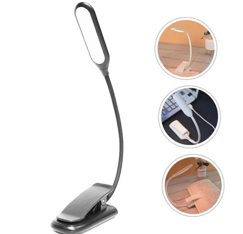 RWEUOQ Nachtlicht LED Leselampe Buch Klemme im Bett USB Wiederaufladbare Leselicht, mit 3 Farbtemperaturen 5 Helligkeitsstufen Dimmen 360° Flexibel von RWEUOQ
