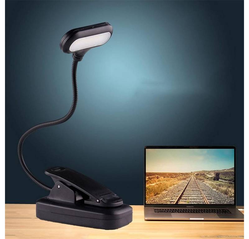 RWEUOQ Nachtlicht LED Nachtlicht USB LED Leselampe Buch Klemme Klemmlampe mit 5LEDs, Wiederaufladbare Klemmleuchte 360° Flexibel für Nachtlesen ins Bett von RWEUOQ