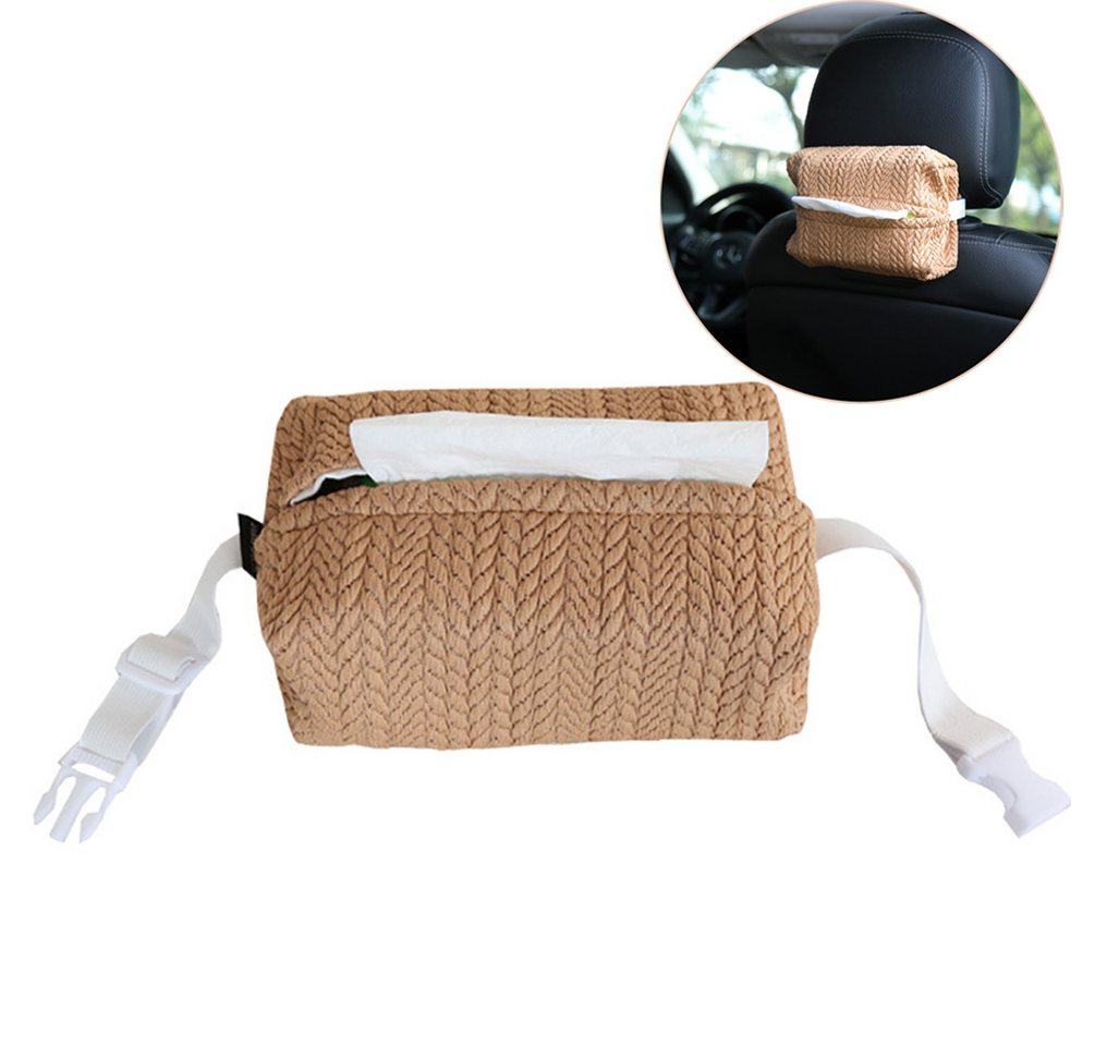 RWEUOQ Papiertuchbox Auto-Taschentuch-Box mit Riemen, Handgewebte Taschentuchbox (Auto Papierservietten Aufbewahrungsbox, 1 St., Vereinfachte Multifunktionale Auto-Papiertuchbox), Rechteckige dekorative Taschentuch-Box, 17*11*6,5cm von RWEUOQ