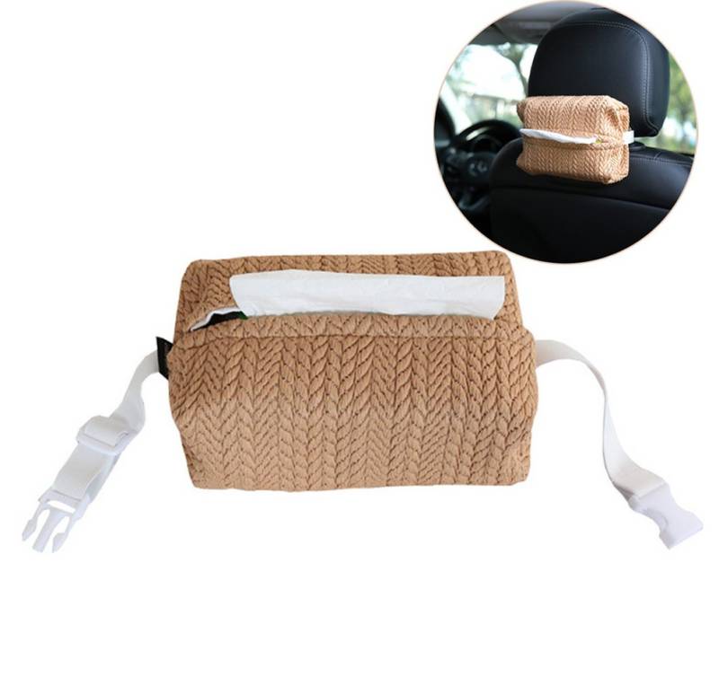 RWEUOQ Papiertuchbox Auto-Taschentuch-Box mit Riemen, Handgewebte Taschentuchbox (Auto Papierservietten Aufbewahrungsbox, 1 St., Vereinfachte Multifunktionale Auto-Papiertuchbox), Rechteckige dekorative Taschentuch-Box, 17*11*6,5cm von RWEUOQ