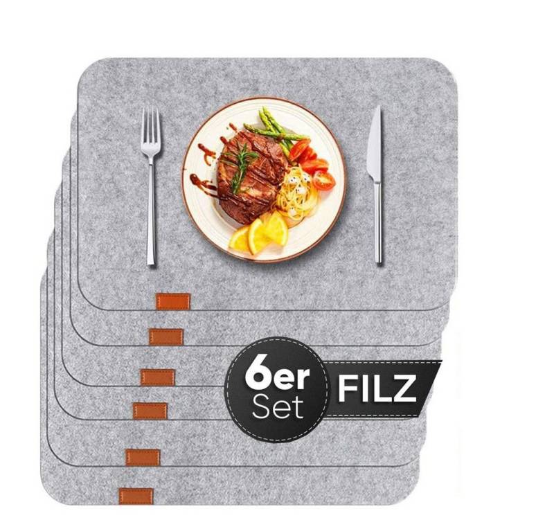 RWEUOQ Platzset Filz Tischsets 6pcs Isolierte Tischsets 44x32 cm, Waschbare Tischsets, (6-St., für Themenpartys, Hotels, Restaurants, Familienfeiern, Buffets), Besteckmatten Isolierte Tischsets Kaffeeuntersetzer Tischtopfmatten von RWEUOQ