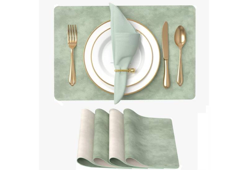 RWEUOQ Platzset Platzsets Abwaschbar Tischsets Rutschfest 4er Set, 44.5 x 30 cm, (Doppelseitigen Kunstleder Platzdeckchen, 4-St., Hitzebeständig Platz-Matten Rutschfest für Küche Speisetisch), Tischmatten Innen/Außen Abwischbar Platzdeckchen von RWEUOQ
