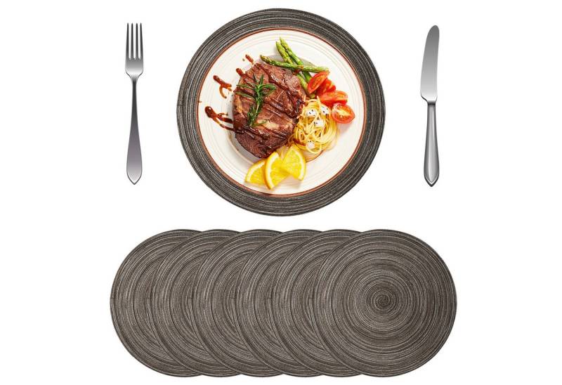 RWEUOQ Platzset Tischset Platz-Matten Platzdeckchen Tischsets Platzsets 38 cm, (Abgrifffeste Hitzebeständig und Schmutzabweisend, 6-St., Geflochten Tischmatte Esstisch Untersetzer Rutschfest Abwaschbar), für Hause Küche Speisetisch Restaurant Zuhause und Hotel usw von RWEUOQ