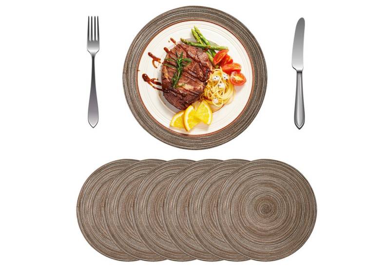 RWEUOQ Platzset Tischset Platz-Matten Platzdeckchen Tischsets Platzsets 38 cm, (Abgrifffeste Hitzebeständig und Schmutzabweisend, 6-St., Geflochten Tischmatte Esstisch Untersetzer Rutschfest Abwaschbar), für Hause Küche Speisetisch Restaurant Zuhause und Hotel usw von RWEUOQ