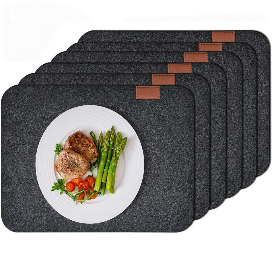 RWEUOQ Platzset Tischset aus Filz, 6er Set Rechteckig, Platzsets 44x32 cm, (Filzuntersetzer Tischunterlage Untersetzer Filz Teller Untersetzer, 1-St., Edles Platzset Filz, Platzdeckchen, Telleruntersetzer), Abwischbare Tischuntersetzer Platzdeckchen RWEUOQ Platzset Tischset aus Filz, 6er Set Rechteckig, Platzsets 44x32 cm, (Filzuntersetzer Tischunterlage Untersetzer Filz Teller Untersetzer, 1-St., Edles Platzset Filz, Platzdeckchen, Telleruntersetzer), Abwischbare Tischuntersetzer Platzdeckchen von RWEUOQ