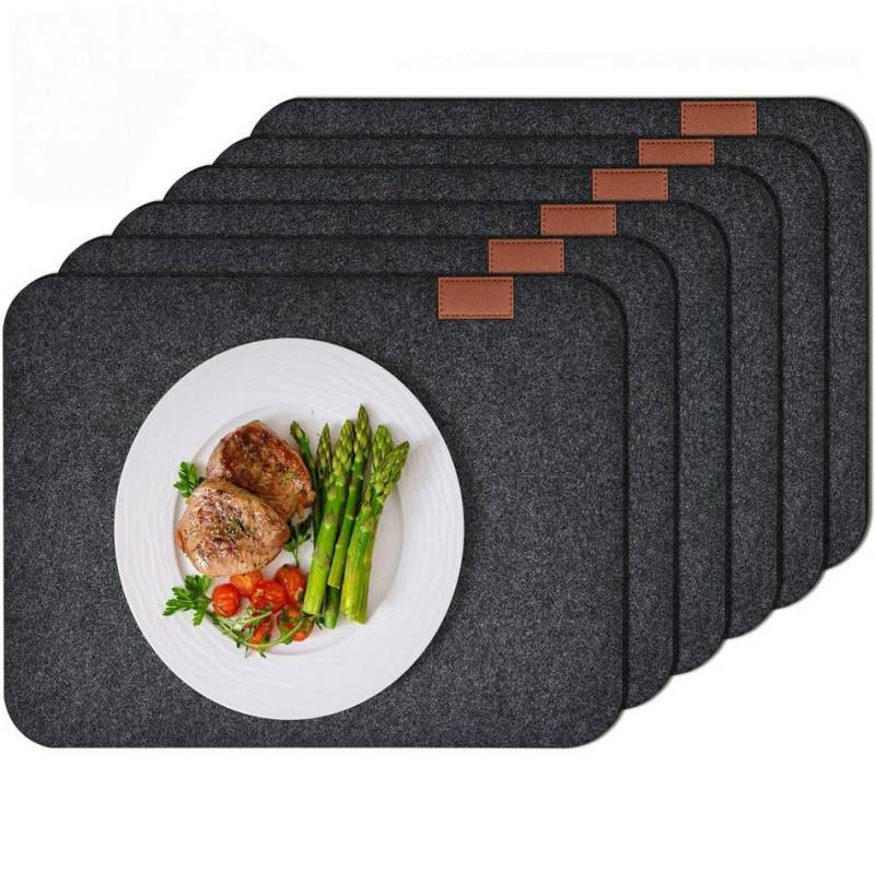 RWEUOQ Platzset Tischset aus Filz, 6er Set Rechteckig, Platzsets 44x32 cm, (Filzuntersetzer Tischunterlage Untersetzer Filz Teller Untersetzer, 1-St., Edles Platzset Filz, Platzdeckchen, Telleruntersetzer), Abwischbare Tischuntersetzer Platzdeckchen von RWEUOQ