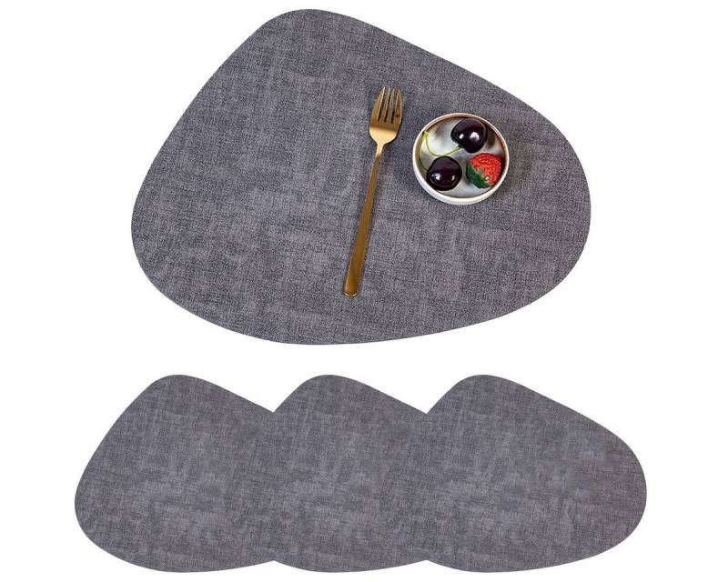RWEUOQ Platzset Tischsets Kunstleder und Untersetzer, Platzdeckchen Abwaschbar, (Tischsets Abwaschbar Doppelseitigen, Lederoptik Platzsets Teller Untersetzer, 4-St., Rutschfest Rund Platzdeckchen,Isolierung schützt den Tisch 42.5x34 cm), Tischdeko, Platz-Matten für Küche Speisetisch,4er-Set von RWEUOQ