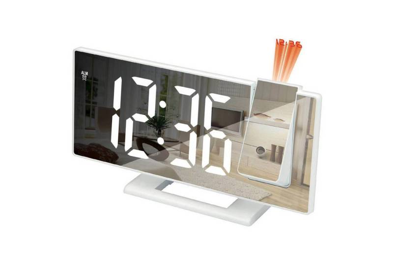 RWEUOQ Projektionswecker LED Digitaler Wecker Spiegelwecker für Schlafzimmer mit 7,8" Display Temperatur 4 Helligkeit Schlummerfunktion für Schlafzimmer, Küche Büro von RWEUOQ