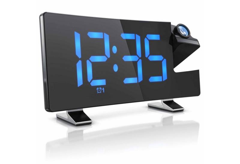 RWEUOQ Projektionswecker Wecker mit FM-Radio, Projektion Radiowecker 2 Alarme, 15 Radiospeicher Snooze-Funktion, LED-Display, 3 Helligkeiten, USB-Ladeport und Dimmer von RWEUOQ