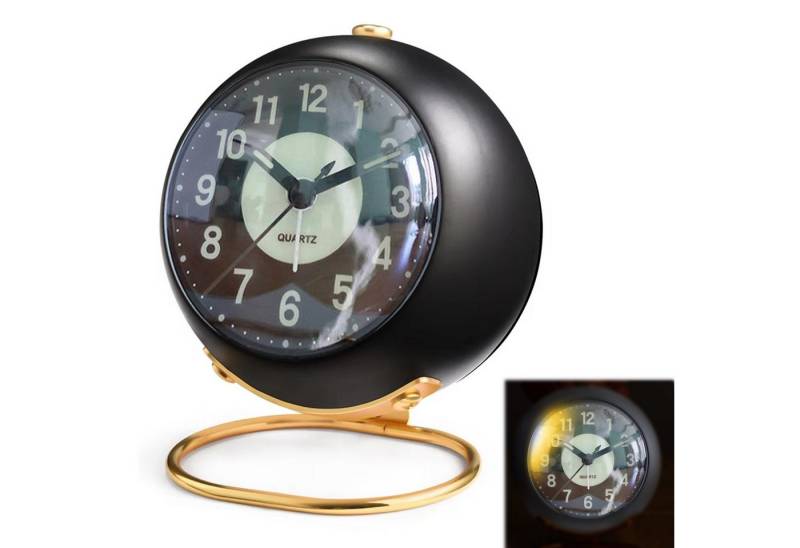 RWEUOQ Quarzwecker Analoger Retro-Wecker, kleine Schreibtischuhr mit Nachtlicht, leise nicht tickend, Tischuhr ideal für Schlafzimmer, Wohnzimmer, Nachttisch von RWEUOQ