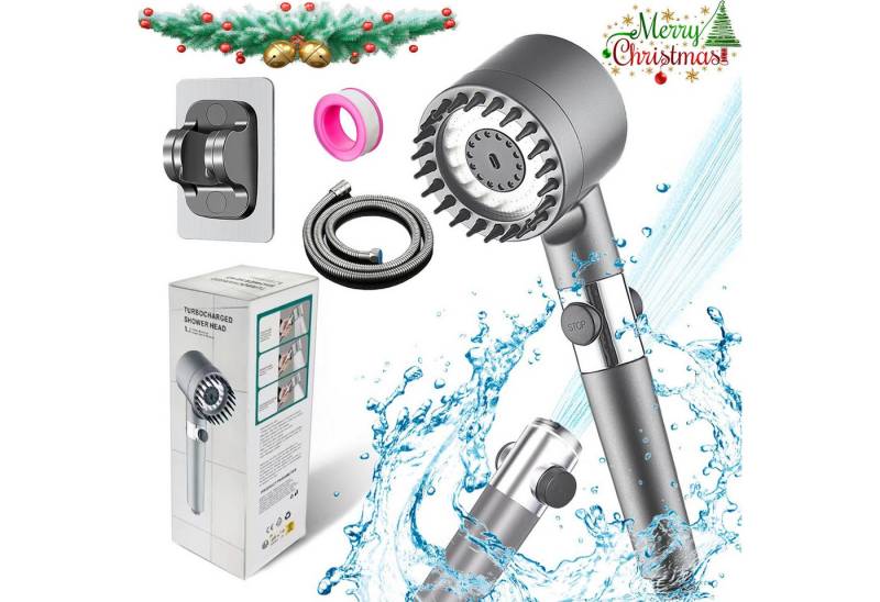 RWEUOQ Regenduschkopf Brausegarnitur Regenduschkopf Massage Spa Handbrause,3 Modi,Hochdruck, (Hochdruck-Handbrause-Set, Duschkopf mit Schlauch, Edelstahlrohr, Halterung und Rohmaterialband), 150 düsen, filterfunktion, druckanpassung, multimodus, power-wash von RWEUOQ