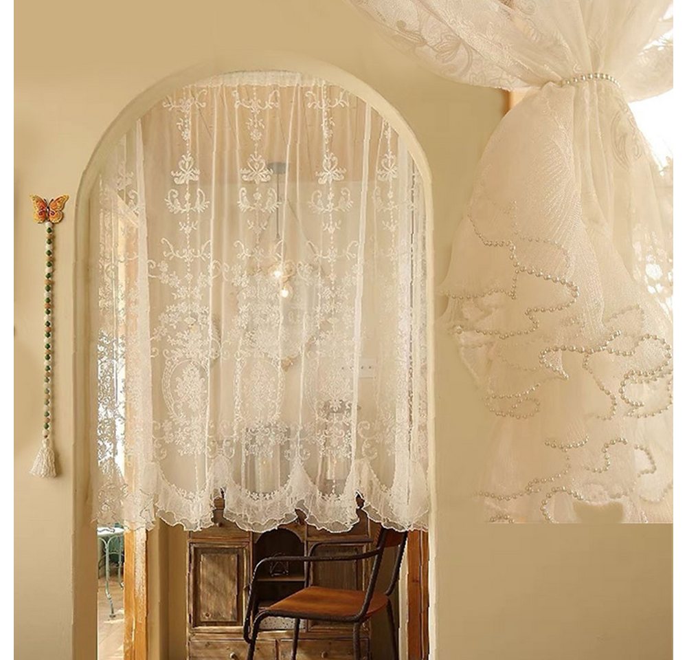 RWEUOQ Schiebegardine Scheibengardine Retro Spitzen-Vorhänge Türgardine Landhaus Gardine, Halbtransparent Landhausstil Vorhänge für Schlafzimmer Wohnzimmer RWEUOQ Schiebegardine Scheibengardine Retro Spitzen-Vorhänge Türgardine Landhaus Gardine, Halbtransparent Landhausstil Vorhänge für Schlafzimmer Wohnzimmer von RWEUOQ