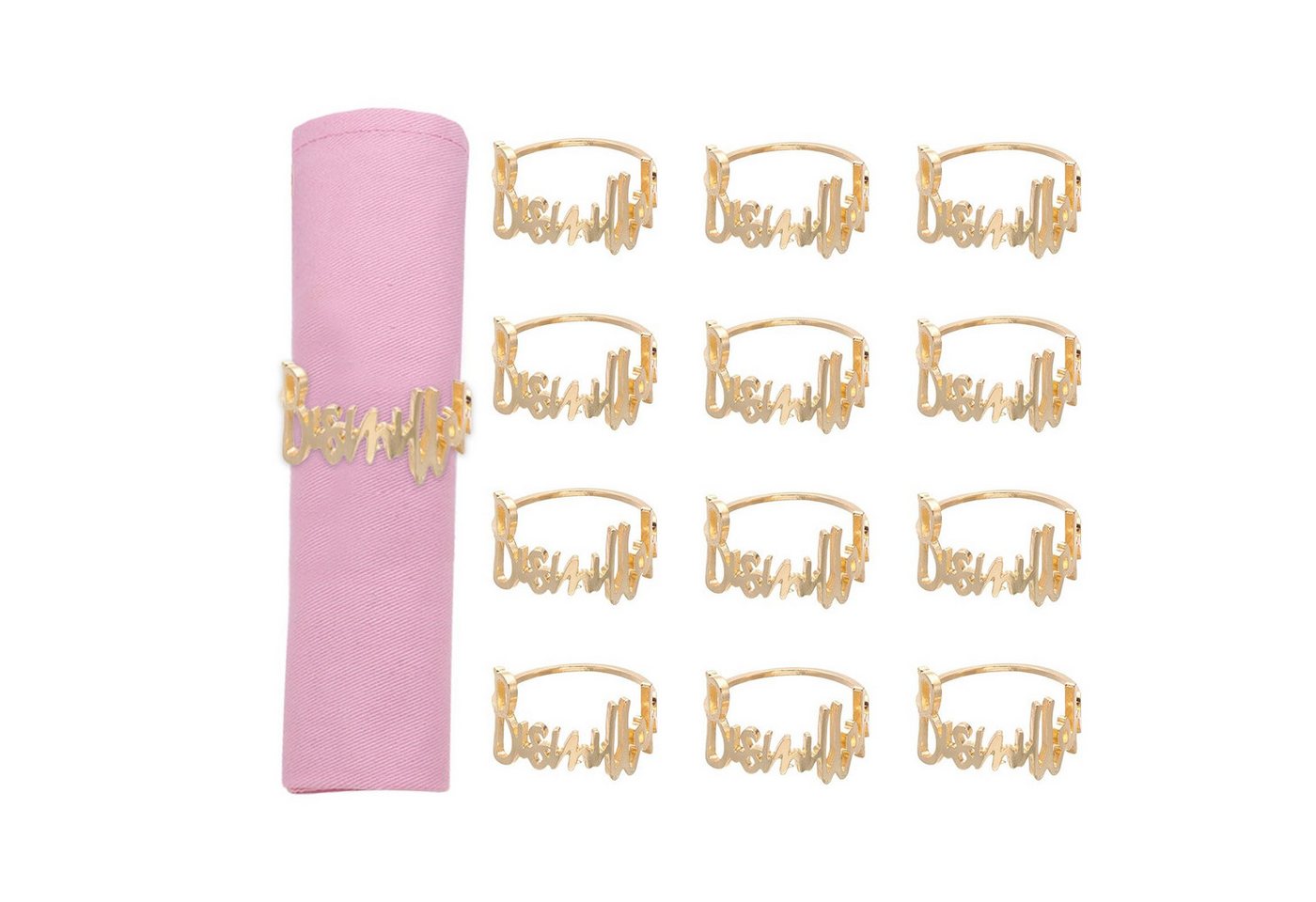 RWEUOQ Serviettenring Serviettenring Set, Goldfarbene Alphabet Serviettenschnallen, Metall, (Serviettenschnallen, 12-tlg., Alphabet-Serviettenring), Halter Tischdekoration für Hochzeit, Party Deko, Ramadan, Bankett von RWEUOQ