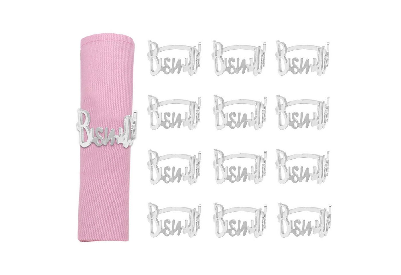 RWEUOQ Serviettenring Serviettenring Set, Silberfarbene Alphabet Serviettenschnallen, Metall, (Serviettenschnallen, 12-tlg., Exquisite Serviettenringe), Halter Tischdekoration für Hochzeit, Party Deko, Ramadan, Bankett von RWEUOQ