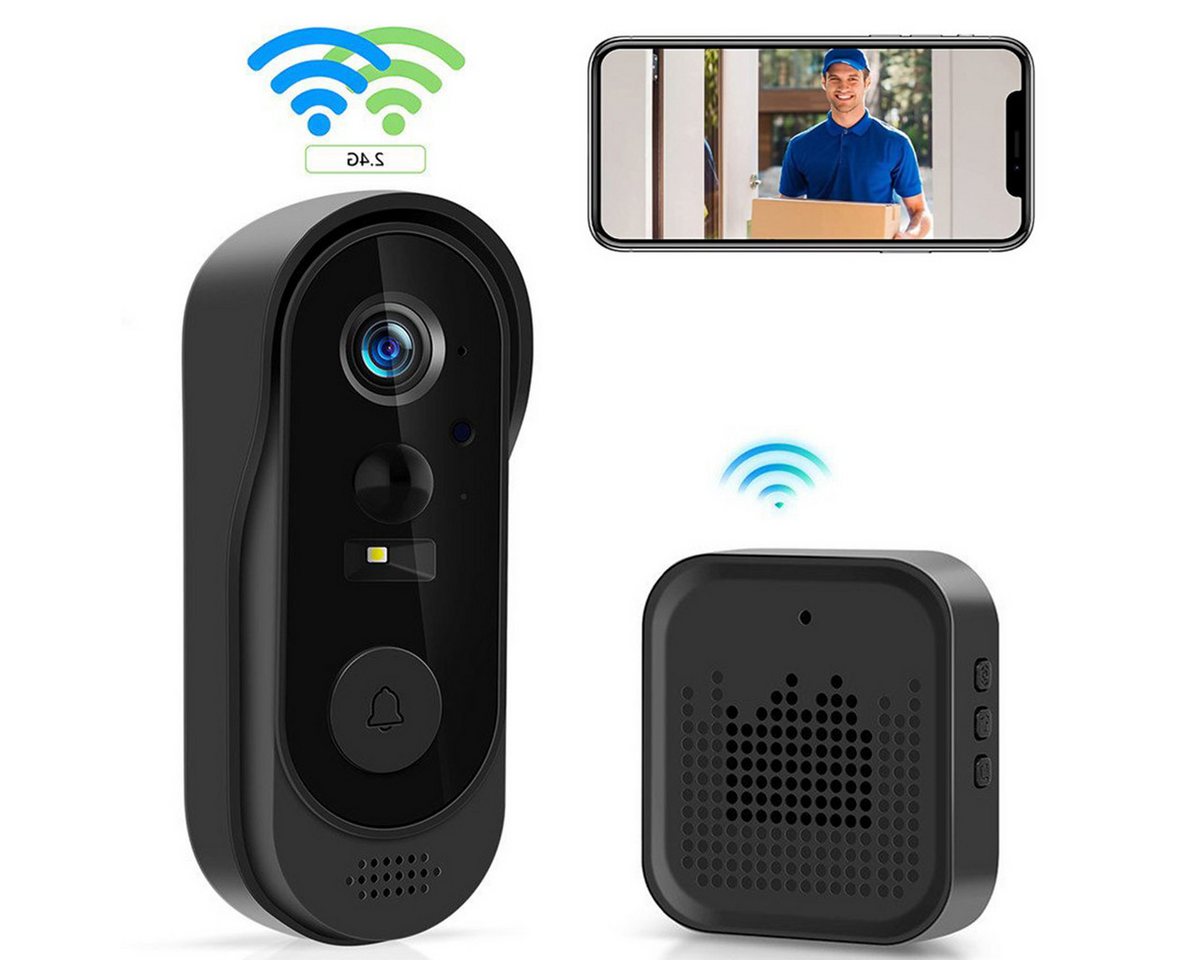 RWEUOQ Smart Home Türklingel Türklingel mit Kamera, PIR Erkennung, Nachtsicht, 2-Wege-Audio (1-tlg., 2.4G-Netzwerkunterstützung, Kabellose Verbindung: WLAN IEEE 802.11b/g/N2,4 GHz, HF 433 MHz) von RWEUOQ
