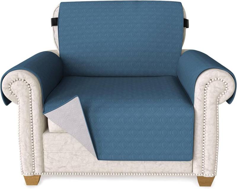 RWEUOQ Sofabezug Wasserdicht Rutschfeste mit Seitentaschen 58.4*190.5cm, für Haustiere Hunde Katzen( blau) von RWEUOQ
