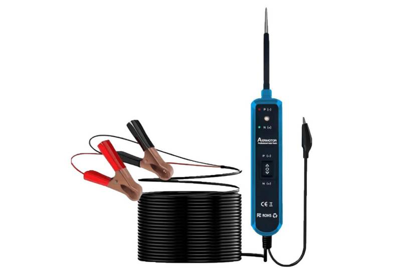 RWEUOQ Spannungsprüfer Spannungsprüfer Digitaler Batterietester Kfz-Batterietester Multimeter, (Digital Zange Multimeter Spannungsmesser, mit LED-Anzeige und die Summerwarnung, Durchgangsprüfer DC 6V - 24V, Die Kabellänge beträgt etwa 13,5 Fuß), für Aktiviert und testet Komponenten im Fahrzeug von RWEUOQ