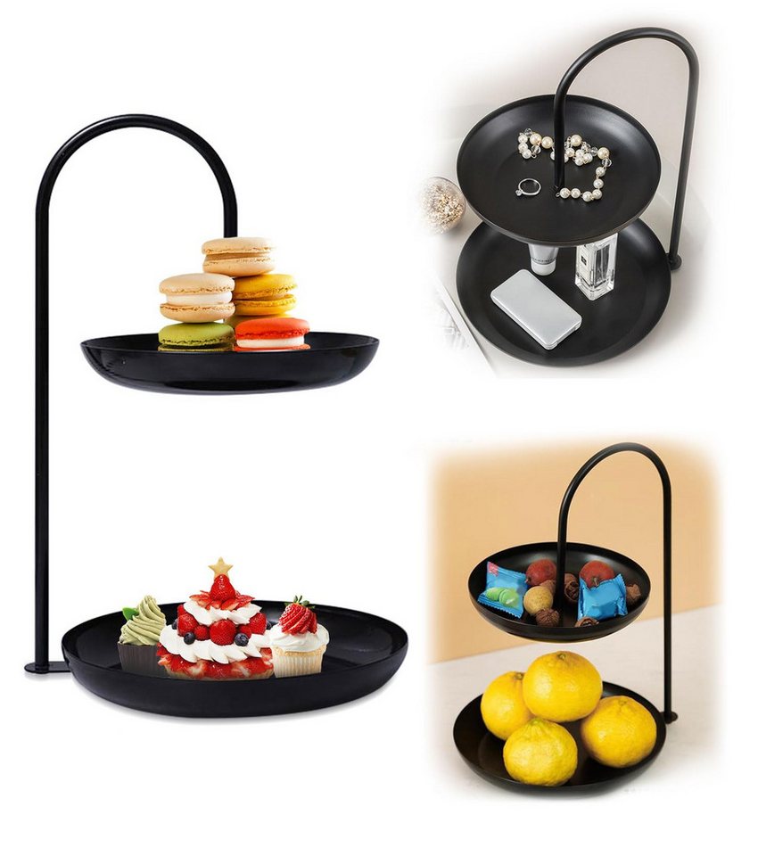 RWEUOQ Tortenständer Doppellagiges Cupcake Ständer Muffin Ständer, Obstschale, Edelstahl Kuchenständer, (Süßigkeitenständer, 1-tlg., Tisch-Schmuck-Organizer mit Rundem Ablage), Schmuck-Organizer für Armbänder, Halsketten, Ohrringe von RWEUOQ
