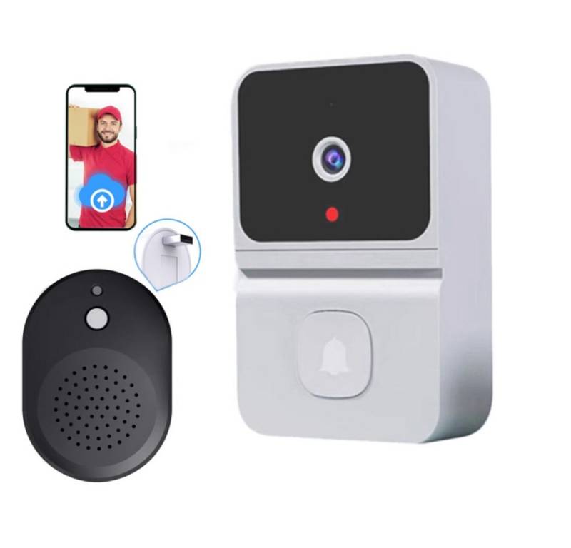 RWEUOQ Türklingel Smart Home Türklingel Kabellose Video Türklingel Infrarot-Nachtsicht (Intelligente Video-Türklingel mit App-Steuerung und Cloud-Speicher., Nachtsicht, Weitwinkel, Zwei-Wege-Audio, App-Benachrichtigung), Automatische Nachtsicht, Fernzugriff, klare Echtzeitvideos. von RWEUOQ