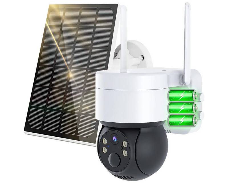 RWEUOQ Überwachungskamera 2MP Solar Überwachungskamera Akku, Betriebstemperatur: -20°C~ 50°C (Paket enthalten: 1*Kamera 1*Solarmodul 1*Solarpanel-Halterung 1*Verbindungskabel 1*Schraubentasche 1*Benutzerhandbuch, 7800mA wiederaufladbare Batterie-Stromversorgung/Solarstromversorgung, 355°/90° Schwenkbar Automatische Verfolgung Sicherheitskamera) von RWEUOQ