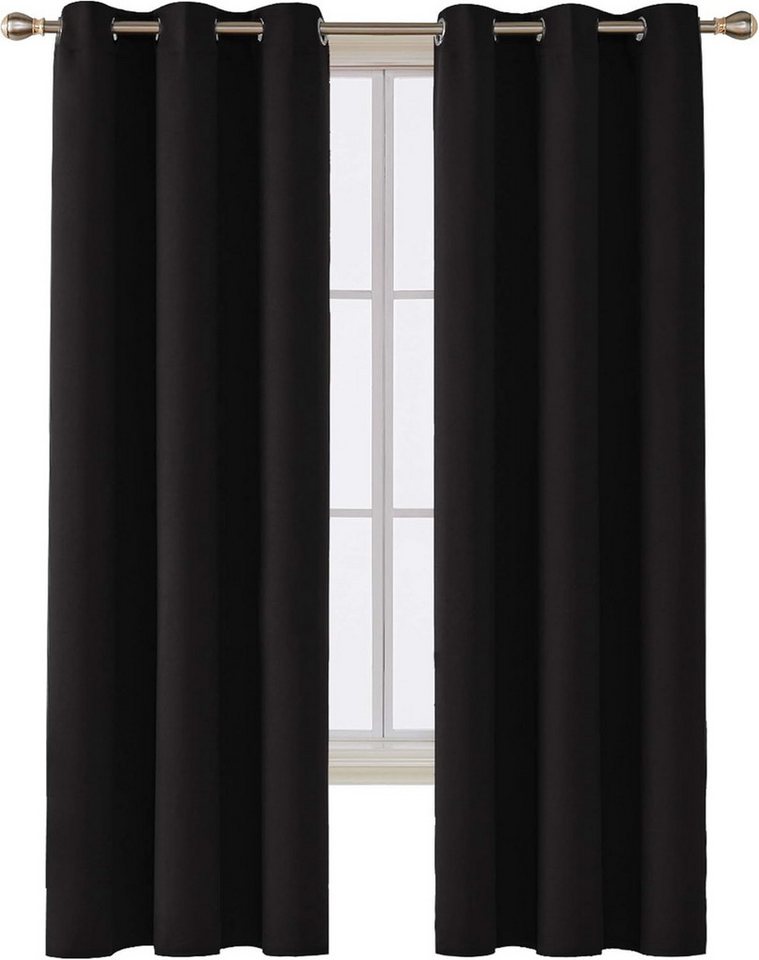 RWEUOQ Vorhang Blackout Vorhänge 2 Stück Set, Wohnzimmer Verdunkelungs, 55 x 69 Zoll, (2 St), 8 Ösen pro Stück thermisch isolierte Vorhang Drapery von RWEUOQ