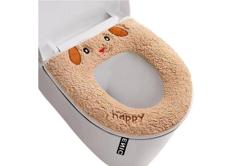 RWEUOQ WC-Deckelbezug Weich Plüsch Warm Elektrisch Beheizbare Camel, Polyester, Toilettensitzbezug mit 5 Temperaturstufen von RWEUOQ