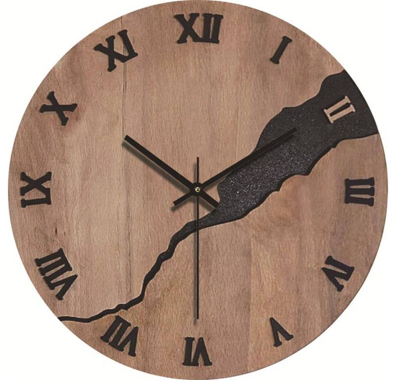 RWEUOQ Wanduhr Dekorative Wanduhr Holzwanduhr im Crack-Design Leise Moden 30*30cm (Keine Tickgeräusche, einfach zu installieren, elegantes Design) von RWEUOQ