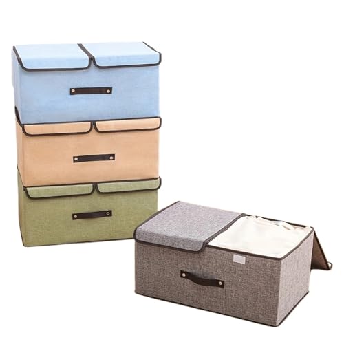 1 Stück Faltbarer Aufbewahrungsbox-Organizer Aus Baumwoll-Leinen-Stoff Mit Doppelter Abdeckung (50 * 30 * 25 Cm / 19,7 * 11,8 * 9,84 Zoll)(Light yellow) von RWFRKABNK