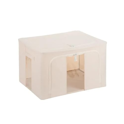 66L Oxford Tuch Aufbewahrungsbox Stoff Kleiderschrank Faltbarer Organizer Student Quilt Staubdichte Große Aufbewahrungsbox(Beige 66L) von RWFRKABNK