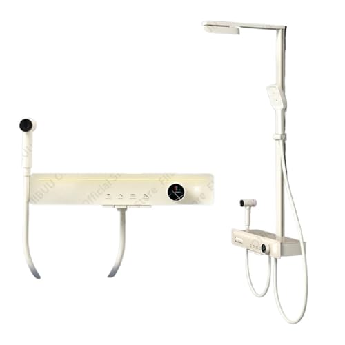 Digitale Temperaturanzeige Duschset Druckmassage-Duschsystem Multimodus-Duschkopf Handbrause Badezimmerzubehör(White hot and cold) von RWFRKABNK