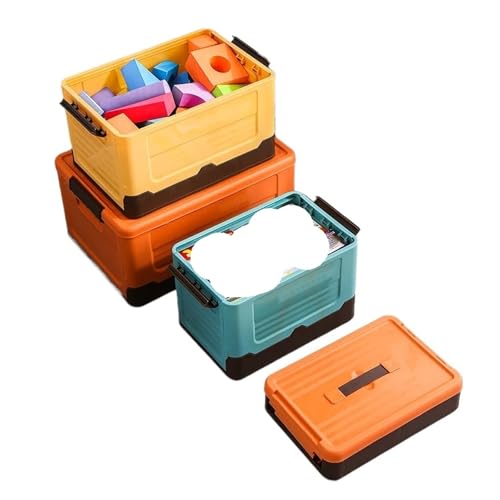 Faltbare Spielzeug-Aufbewahrungsbox, Stapelbar, Großer Kleiderkoffer, Picknickkorb, Tragbarer Lebensmittelbehälter, Home Organizer, Campingzubehör(Blue-S) von RWFRKABNK