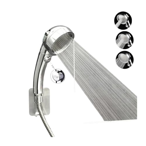 Handbrause For Den Haushalt, Hochdruck, 3 Modi, Verstellbare Duschdüse, Badezimmer-Sprühgerät, One-Key-Stop-Duschkopf(Holder) von RWFRKABNK