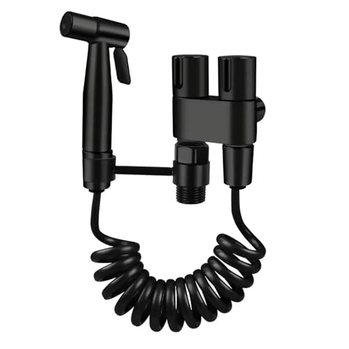 Hygienische Dusche For Badezimmer Toilette Bidet Handbrause Doppelauslass Eckventil Sets Von Badzubehör Bidet Toilettensitz(Black) von RWFRKABNK
