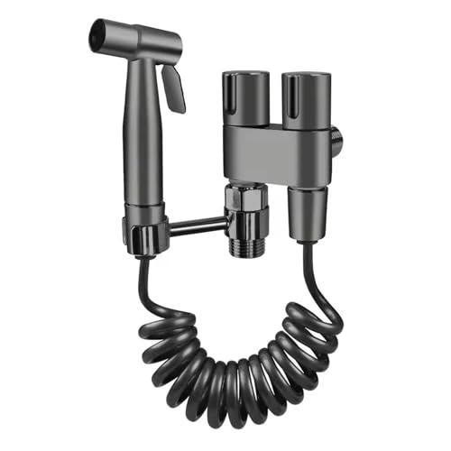 Hygienische Dusche For Badezimmer Toilette Bidet Handbrause Doppelauslass Eckventil Sets Von Badzubehör Bidet Toilettensitz(Gray) von RWFRKABNK