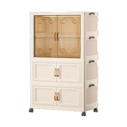 Klappbarer Lagerschrank, Kostenlose Installation, Beweglicher, Einfacher Kleiderschrank, Schlafzimmer Zu Hause, Mietzimmer, Moderner Montageschrank Aus Kunststoff(B 66cm) von RWFRKABNK