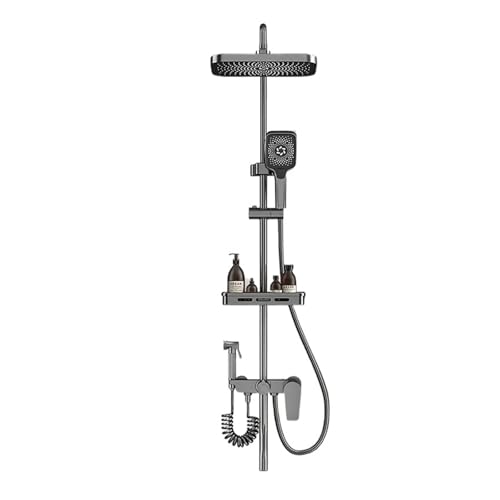Multi-Modus Einstellbares Duschset Regenduschsystem Wassersparender Duschkopf Combo Handbrausedüse Badezimmerzubehör(C-black 3th gear) von RWFRKABNK