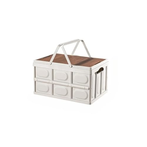 Outdoor Camping Aufbewahrungsbox Autobox Camping Tischaufbewahrung Mit Großer Kapazität Dual-Use-Multifunktions-Klappbox(30L white) von RWFRKABNK