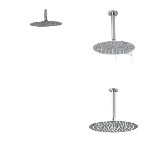 Runde Und Quadratische Duschköpfe Aus Edelstahl, Ultradünn, 8/10/12 Zoll Regenduschkopf, Regendusche Und Arm, Chrom Poliert(Ceiling Round Arm) von RWFRKABNK