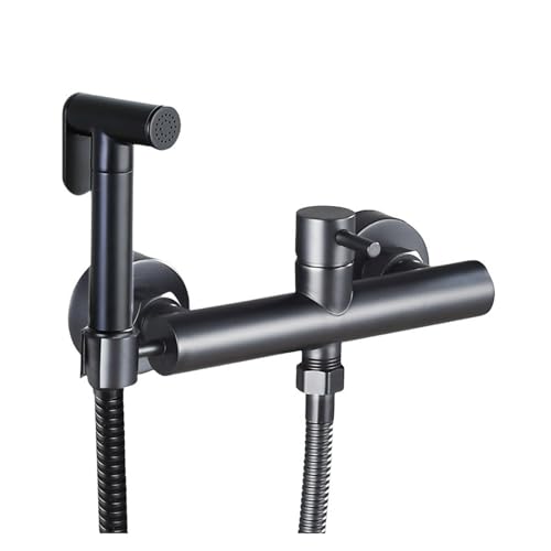 Toiletten-Bidet-Sprühset Messing Doppelnutzungs-Bidets Wasserhahn Badezimmer Heiß- Und Kaltsprüher Dusche Bidet Wasserhahn Hochdruckpistole(Brushed Nickel) von RWFRKABNK