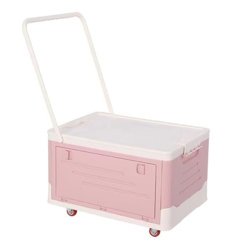 Tragbare, Zusammenklappbare Aufbewahrungsbox Aus Kunststoff Mit Zugstange, 360°-Universalräder, Große Kapazität For Bücher, Kleidung, Kleinigkeiten, Spielzeug(Pink) von RWFRKABNK