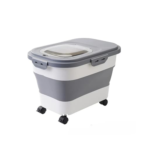 Zusammenklappbarer Aufbewahrungsbehälter For Katzen- Und Hundefutter Mit Rädern, Trockenfutterbox Mit Deckel, Luftdicht Verschließbare Aufbewahrungsboxen For Küchengetreide(Notiming function) von RWFRKABNK