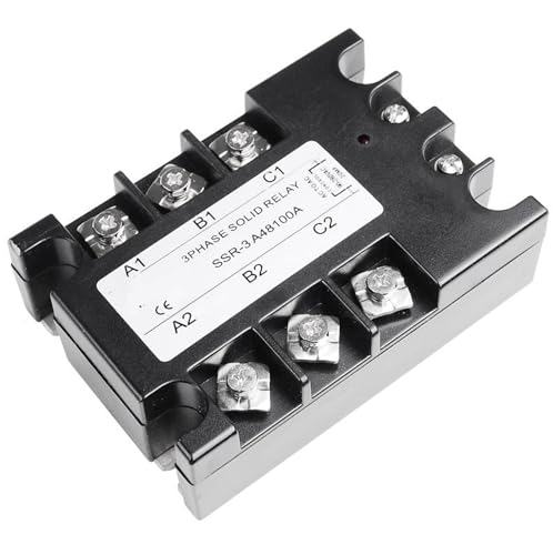 3-Phasen-Relais 60A 80A 100A SSR 90-280 V AC 20mA AC zu AC Halbleiterrelais Dreiphasenrelais mit Abdeckung 1 Stück(A48100A) von RWGBSFJQ