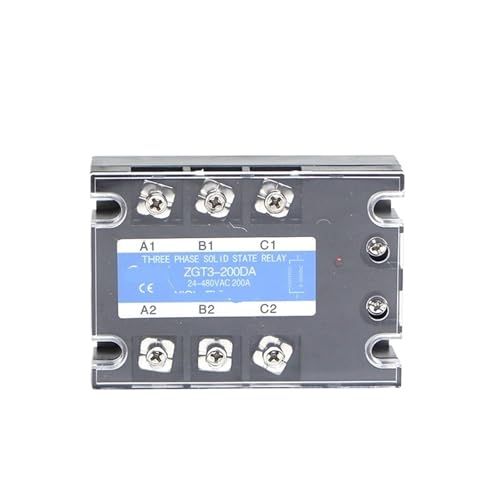 3-phasig 120A 150A 200A DA Dreiphasiges SSR DC-Steuerung AC-Halbleiterrelais SSR 3-32 V DC bis 24-480 V AC, 1 Stück(200DA) von RWGBSFJQ