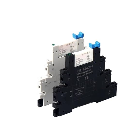 Din-Schienen-Relaismodul Slim 41F-1Z-C2-1 Integrierte Leiterplattenmontage mit Relaishalter 12VACDC 24VACDC Relaissockel 6,2mm 1St(XL) von RWGBSFJQ