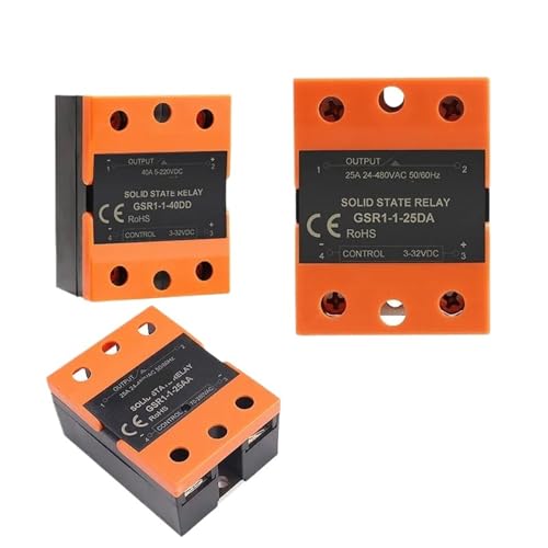 GSR1-1 Halbleiterrelais DC-AC DC-DC AC-AC Einphasig SSR 10A 25A 40A 60A 80A 100A 120A Ohne Abdeckung 1 Stücke(GSR1-1-25AA) von RWGBSFJQ