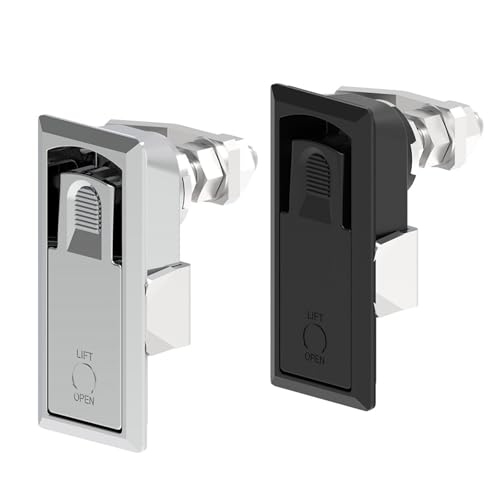 Zinklegierung Elektrischer Schrank Hebe- und Drehriegel Flacher Druckknopf Schwenkgriff Schloss 1St(A7102-Black) von RWGBSFJQ