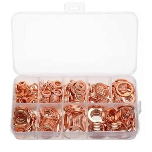 Cxiang-Flache Unterlegscheiben Copper Washer Kit O-Ring Gaskets M5-M14 Flat Sealing Rings For Injectors/Drain Plugs, 400pcs für Bolzenschraube Cxiang-Flache Unterlegscheiben Copper Washer Kit O-Ring Gaskets M5-M14 Flat Sealing Rings For Injectors/Drain Plugs, 400pcs für Bolzenschraube von RWLQWEA
