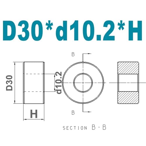 Cxiang-Flache Unterlegscheiben Diameter 30mm M10 M12 M14 M16 M18 M20 Aluminum Bushing Washer Gasket Round Hollow No Thread Standoff Spacer, für Bolzenschraube(D30xd10.2xH,H22(2pcs)) von RWLQWEA