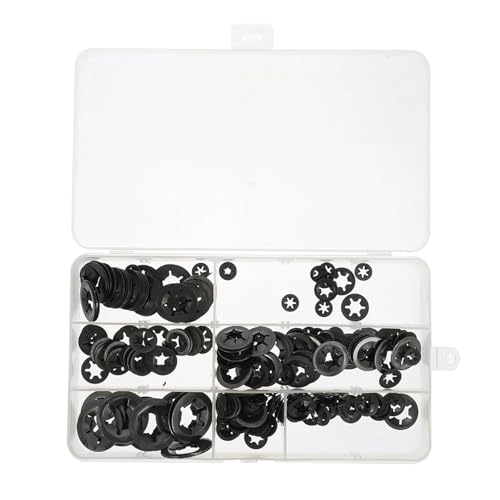 Cxiang-Flache Unterlegscheiben Hole Internal Tooth Washer Washers Lock Washers Assortment Push On Washer Lock Washers Push Nut Manganese Steel Set, 260Pcs, für Bolzenschraube von RWLQWEA